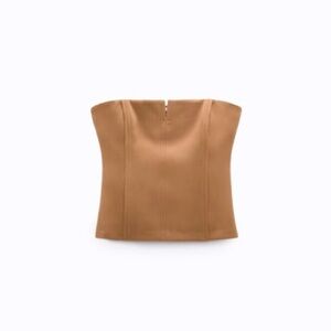 Zara Seamed Bustier Strapless Top in Champagne